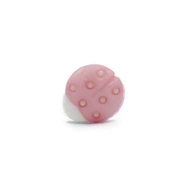 Ladybug Button White Pink