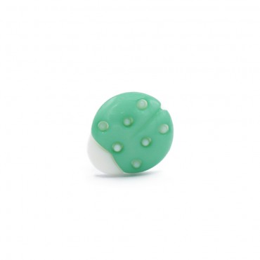Ladybug Button White Green