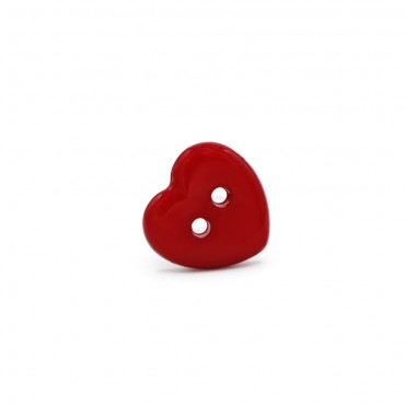 Botón Corazón 2 agujeros Rojo