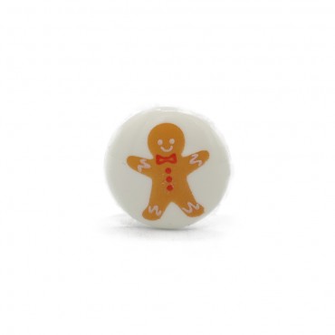 Gingerbread Button 18 White 1pc