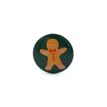 Gingerbread Button 18 Green 1pc