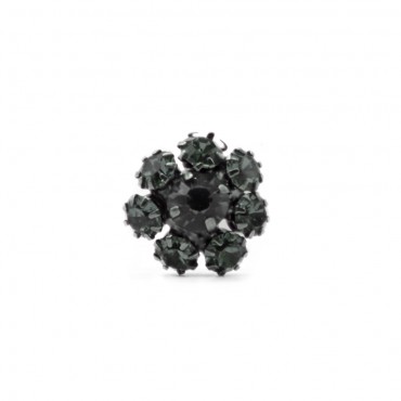 Bouton Flower Strass 15mm Gris 1pc