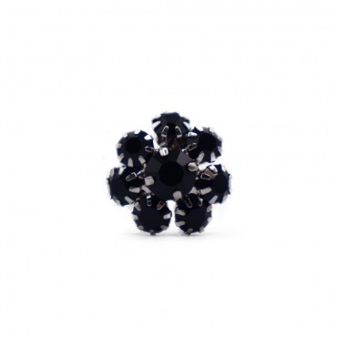 Bouton Flower Strass 15mm Nuit 1pc
