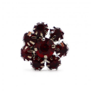 Bouton Flower Strass 20mm Rouge 1pz