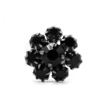 Botón Flower Strass 20mm Negro 1pz