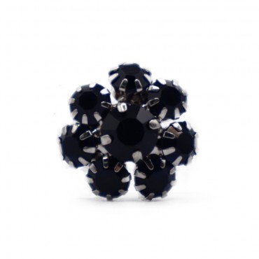 Bouton Flower Strass 20mm Nuit 1pc