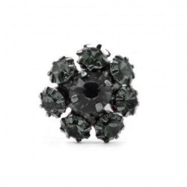 Bouton Flower Strass 20mm Gris 1pc