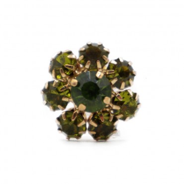Flower Strass Button 20mm Green 1pc