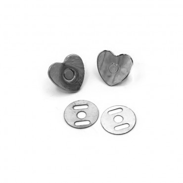 Heart Magnetic Button Silver mm18