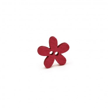Button Flower wooden Red 1pz