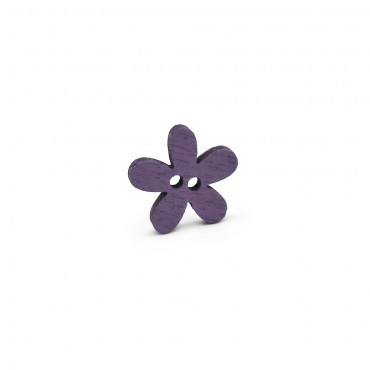 Button Flower wooden Purple 1pz