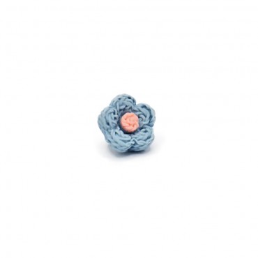 Button Flower Yarn Light Blue 1pz