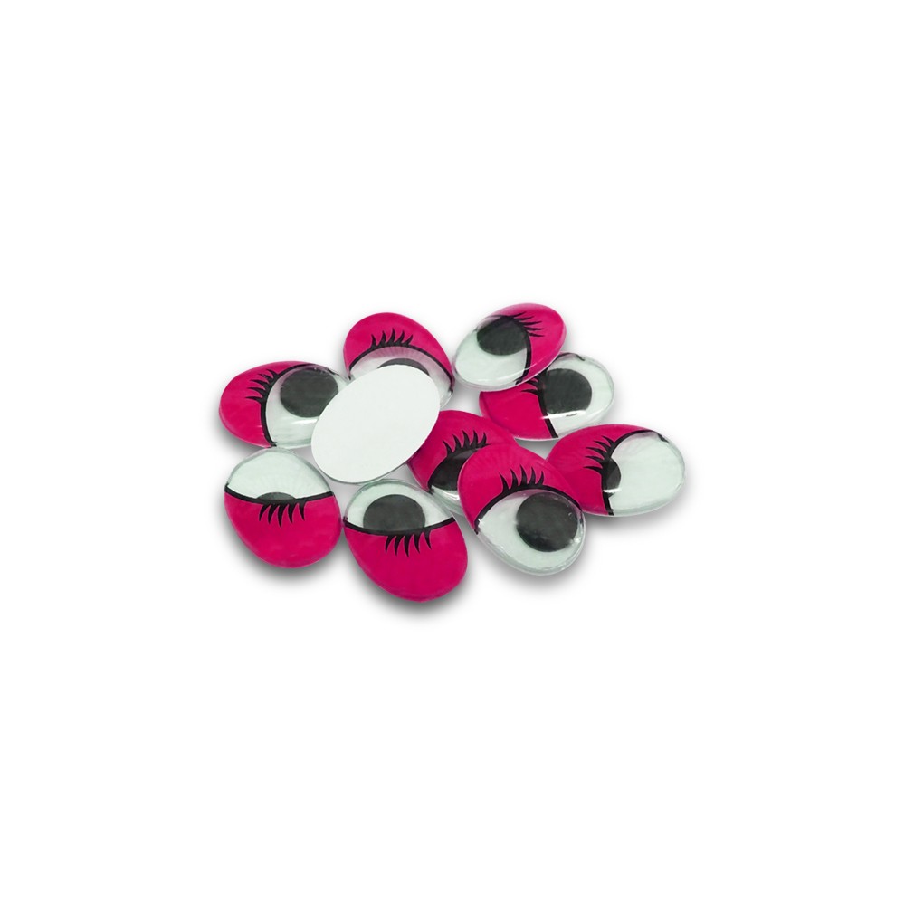 Moving eyes with eyelashes-Fuchsia-amigurumi-15 mm-10 pieces