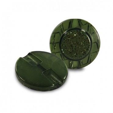 Button - jewel - striated brilliant  1pc. Diameter 22 mm - Army Green