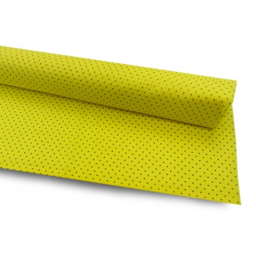 Lining fabric for bags - Yellow with Green polka dot - 100% Polyester - about 50x70 cm