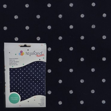 Tessiland® fabric - Blue with white polka dot