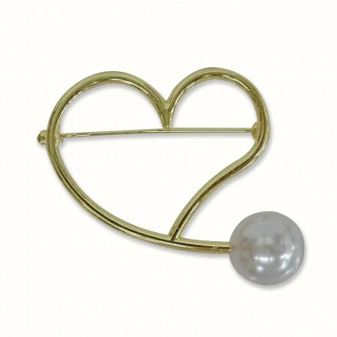 Brooch-009 heart pearl 1pc