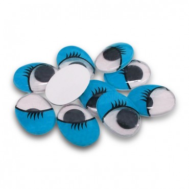 Occhi Mobili con ciglia Azzurro per amigurumi mm15-Bustina 10 pezzi