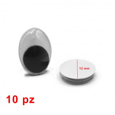 Occhi mobili NON adesivi ovali per amigurumi mm12-Bustina 10 pezzi