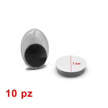 Occhi mobili NON adesivi ovali per amigurumi mm7-Bustina 10 pezzi