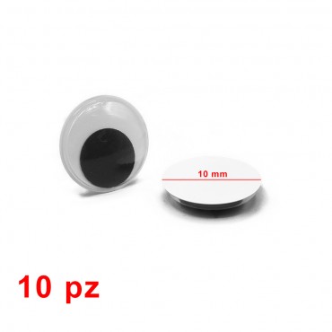 Occhi mobili NON adesivi tondi per amigurumi mm10-Bustina 10 pezzi