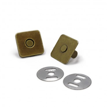 Bouton magnétique carré Bronze mm18