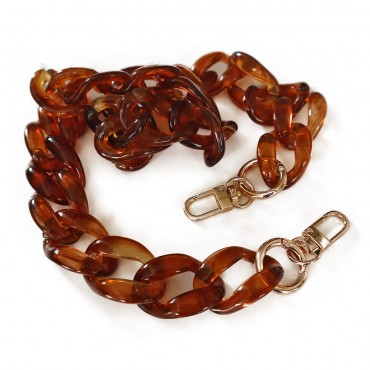 Resin chain strap Amber Cm75 gold snap hooks