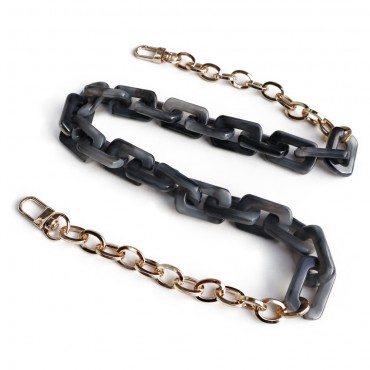 Resin chain strap Square Gray Cm70 gold snap hooks