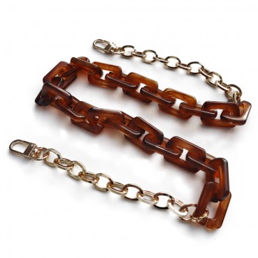 Resin chain strap Square Amber Cm70 gold snap hooks