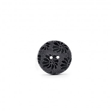 Button Flower Vintage BlackWhite mm23 1pc