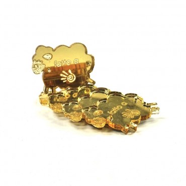 Targhette Handmade Plexi Specchiato Oro disegno Pecorella-5 pz
