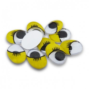 Occhi Mobili con ciglia Giallo per amigurumi mm15-Bustina 10 pezzi