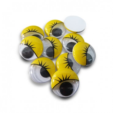 Occhi Mobili con ciglia Giallo per amigurumi mm15-Bustina 10 pezzi