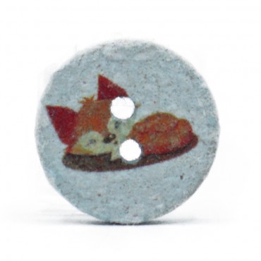 Recycled Fox Button Light Blue 1pc