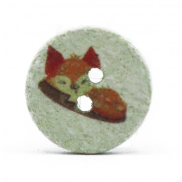 Recycled Fox Button Green 1pc