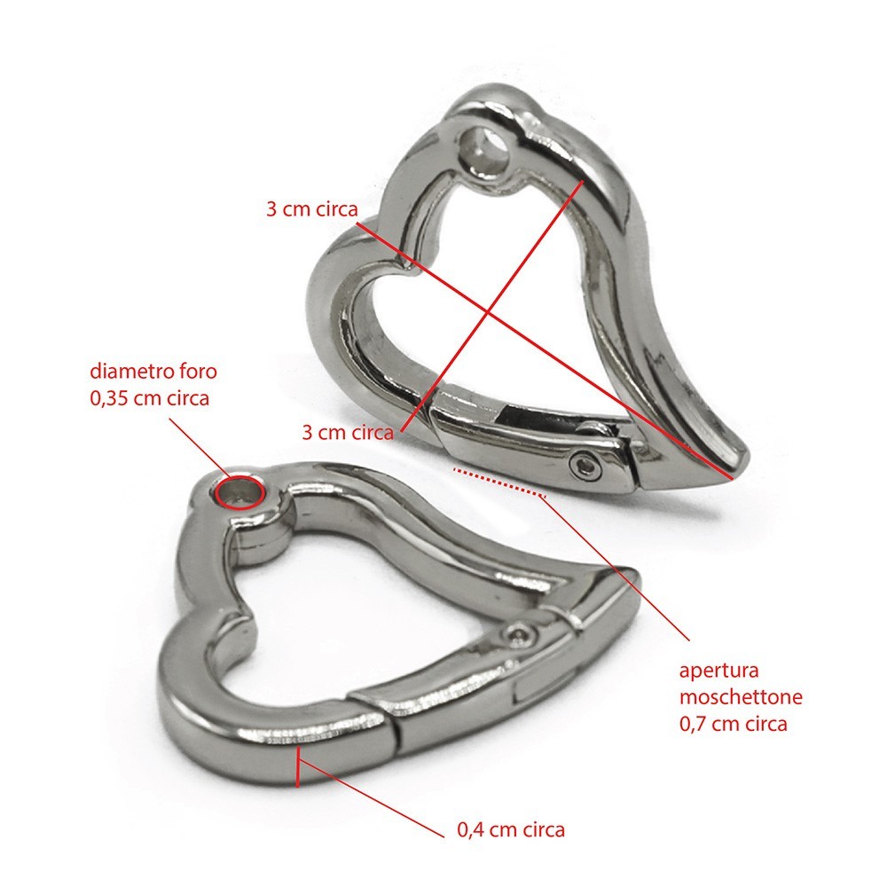 Mosquetones Heart Plata mm21 2pz
