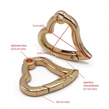 Carabiners Gold Heart mm21 2pz