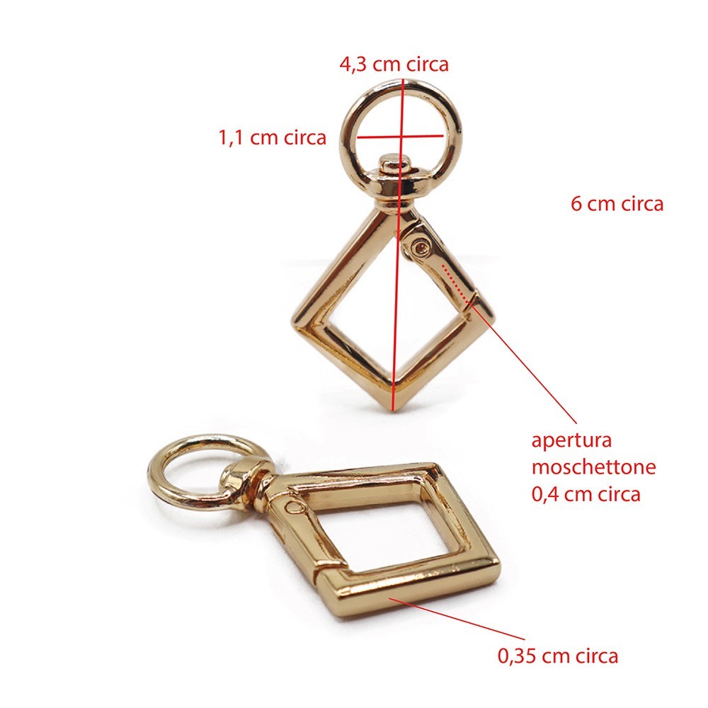 Mousquetons Losange Or mm17 2pz