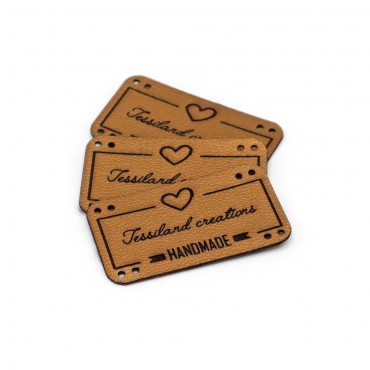 Custom tags Love eco leather gold