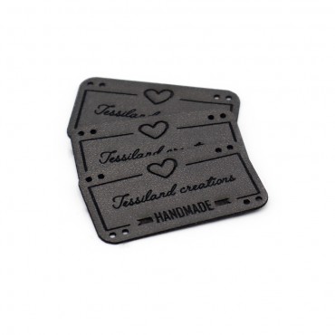Custom tags Love eco leather titanium