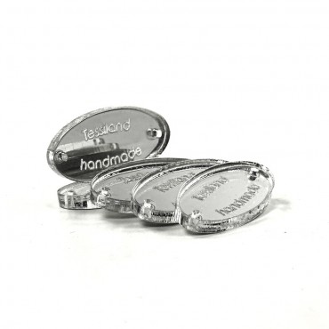Targhette Personalizzabili Ovale conf. 5 pz Plex specchiato argento
