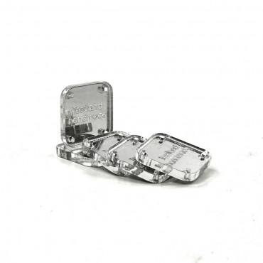 Targhette Personalizzabili Quadrato conf. 5 pz Plex specchiato argento