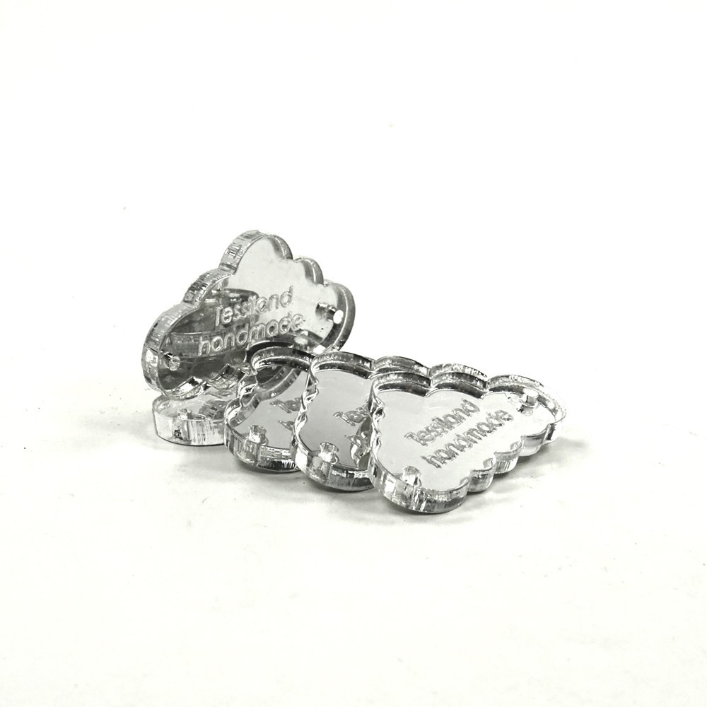 Targhette Personalizzabili Nuvoletta conf. 5 pz Plex specchiato argento