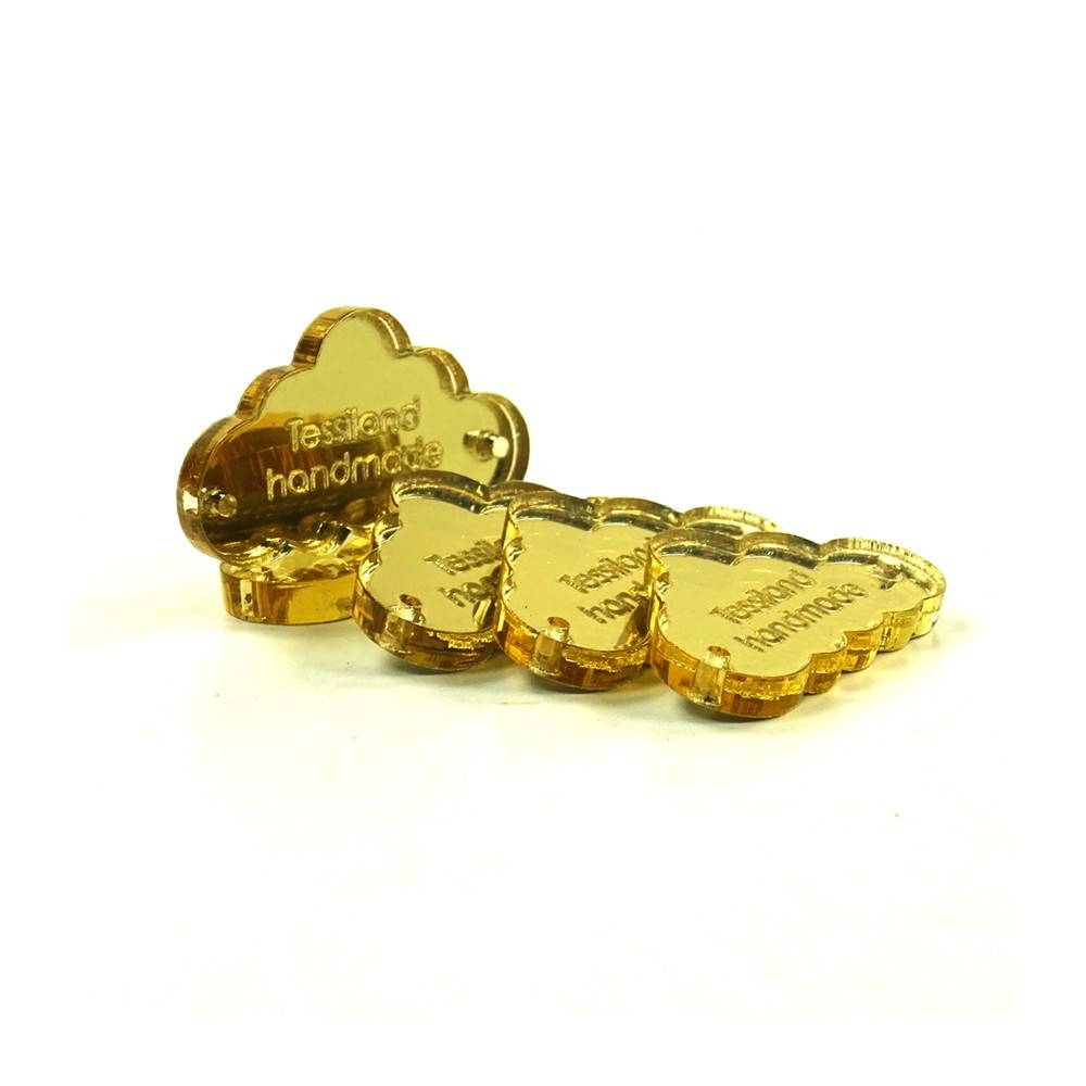 Etiquetas Personalizadas Nube 5 pz Plex espejo Dorado