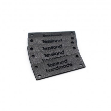 Custom tags rectangle 5 pcs Eco Leather Titanium