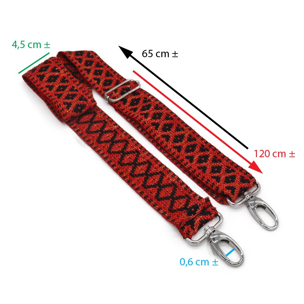 Tracolla Borsa Tessuto Rombo Lux Rosso