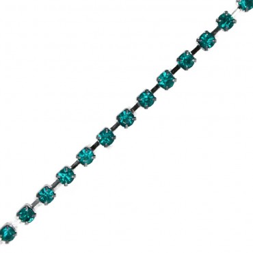 Rhinestone chain threads 2mm pp24 Turquoise