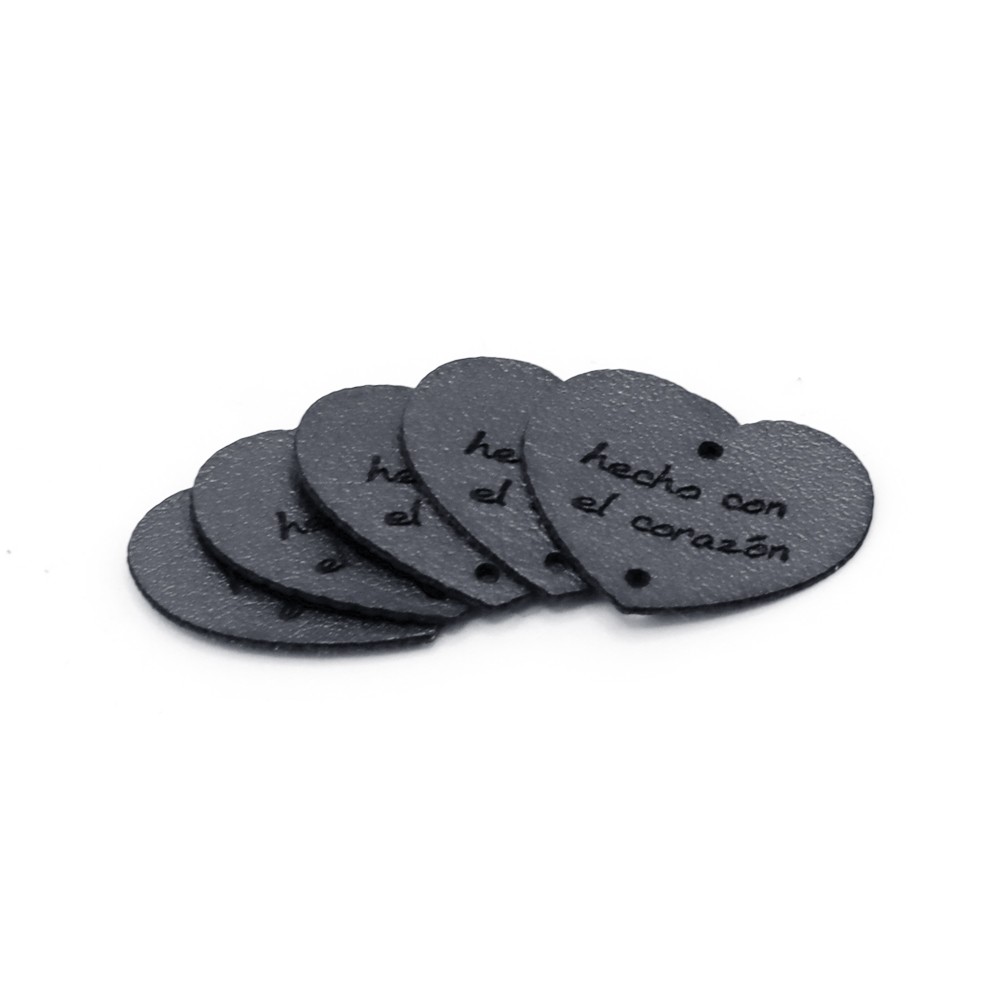 Targhette Handmade ecopelle Cuore Titanium Spagna 5 pz