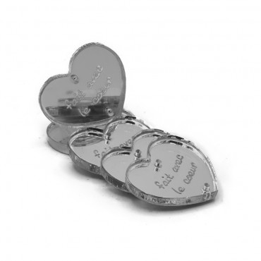 Tags Plex Mirrored Heart silver France 5 pz