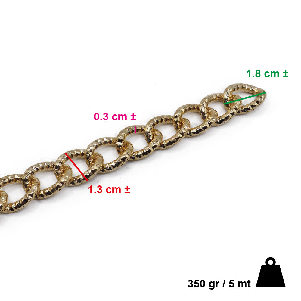 Chain Roll 18x13 Gold Hammered Mt5